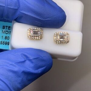 Square Halo Moissanite Stud Earrings